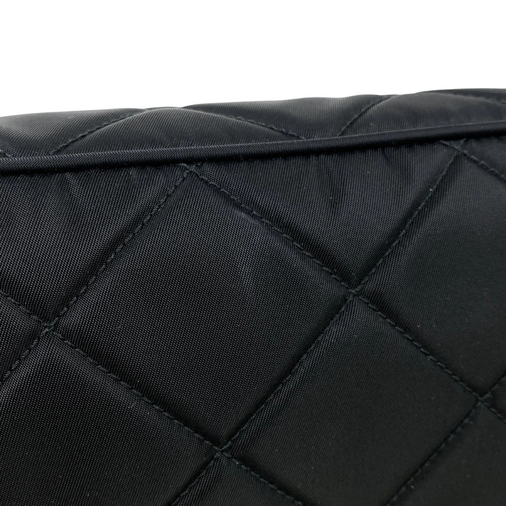 Prada Logo Plate Chain Tote Bag Shoulder Tessuto Nero Black - Picture 3 of 7